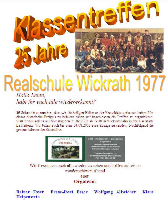 Einladung Klassentreffen